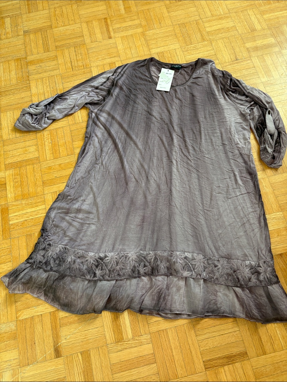 Shiva Fashions Boho Sheer Hem Tunic Dress in Dusty Mauve